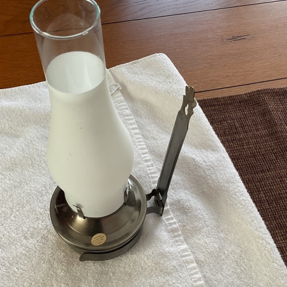 Vintage Metal Candle Holder with Glass Shade